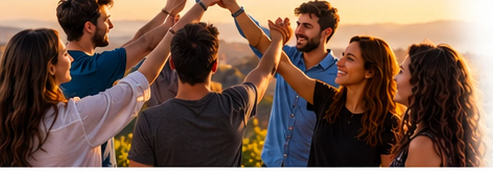 Gruppo di persone che celebra insieme un risultato, immagine illustrativa del valore delle relazioni e del lavoro di squadra